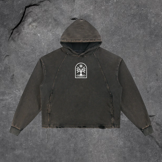 Vintage Washed Frayed-Hem Hoodie