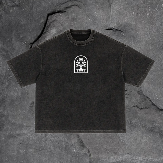 Waffle-Texture Washed Boxy T-Shirt
