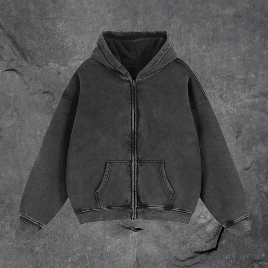 Zip-Through Boxy Fleece Hoodie